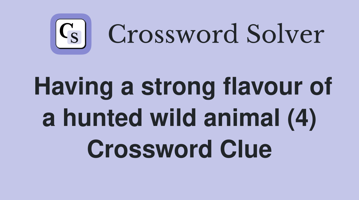 Having a strong flavour of a hunted wild animal (4) Crossword Clue